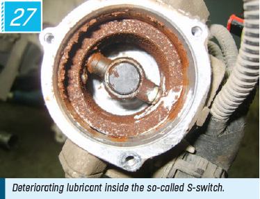 Deteriorating lubricant inside the so-called S-switch