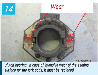 Clutch bearing. In case of intensive wear of the seating surface for the fork pads, it must be replaced.