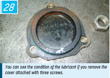 You can see the condition of the lubricant if you remove the cover attached with three screws.